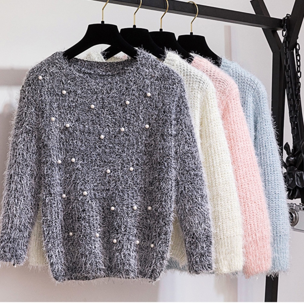 Cream Beading Knitted Sweater - Picture 4 of 7